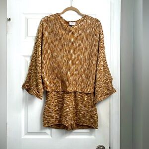 Storia cropped sweater & sweater shorts 2 piece set - golden brown